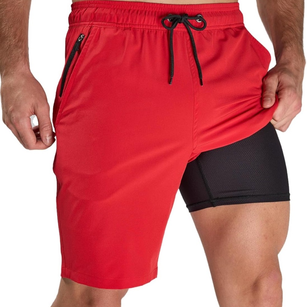 Champion Red and Black Men's Athletic Shorts